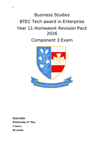 Enterprise Tech Award Component 3 Knowledge Organiser and Revision Guide