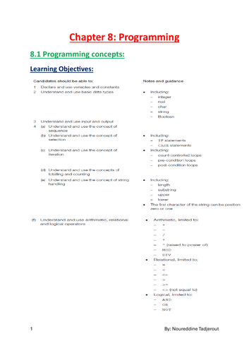 IGCSE Computer Science 0478_ Chapter 8_Programming ( Paper 2)