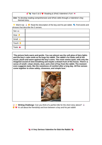 Year 5 & 6 Reading & SPaG Valentine’s Fun!