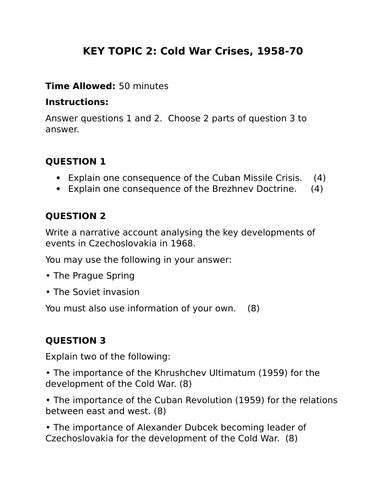 EDEXCEL GCSE SUPERPOWER RELATIONS (EXAM FOCUS) TOPIC 2 (WHOLE UNIT)