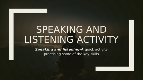 Functional Skills: Speaking and listening activity