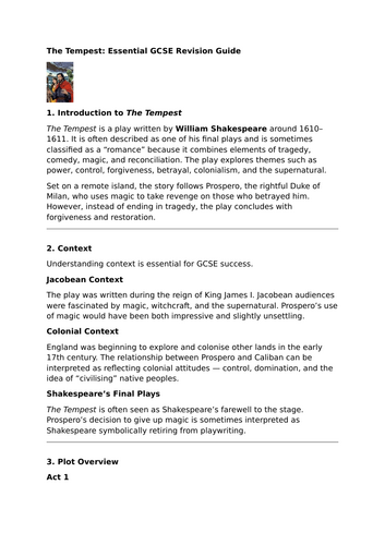 The Tempest – William Shakespeare – Essential GCSE Revision Guide