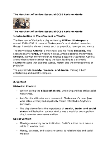 The Merchant of Venice – William Shakespeare – Essential GCSE Revision Guide