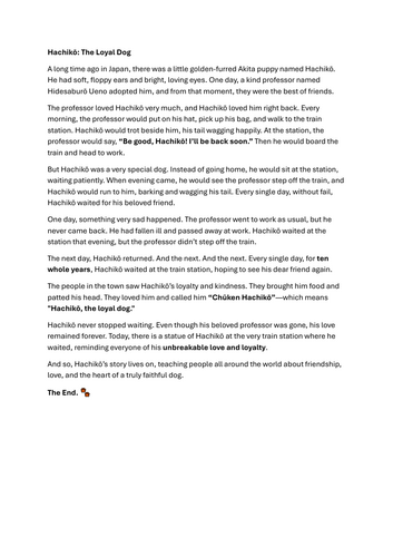 HACHIKO COMPREHENSION