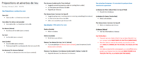 Prépositions et adverbes de lieu