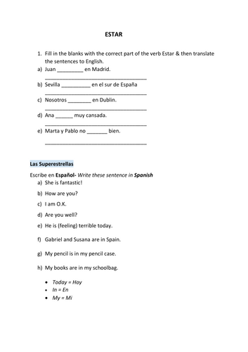 ESTAR worksheet