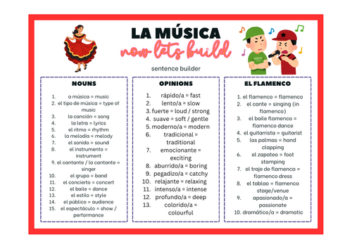 la música sentence builder