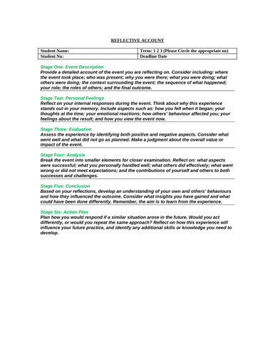 Structured Reflective Practice Framework for Students and Educators