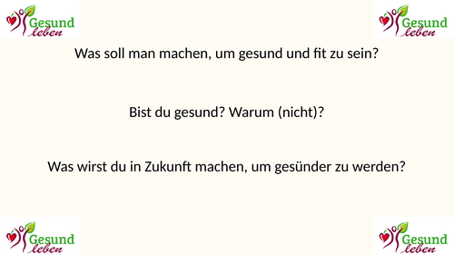 Healthy Living - German - GCSE