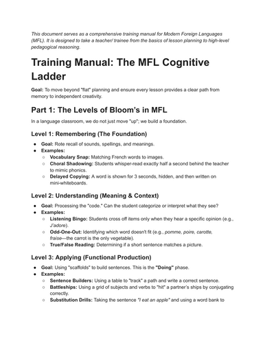 MFL Training Pack 1 (How to plan a successful lesson)