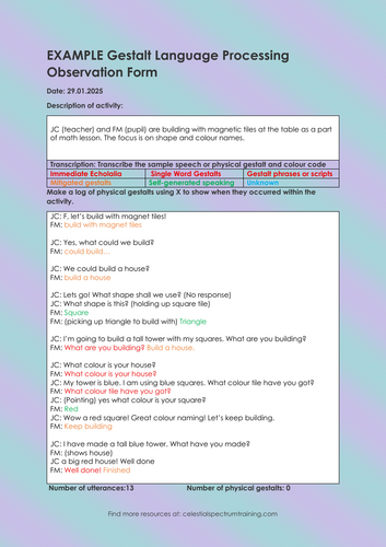 Gestalt Language Processing Observation Form