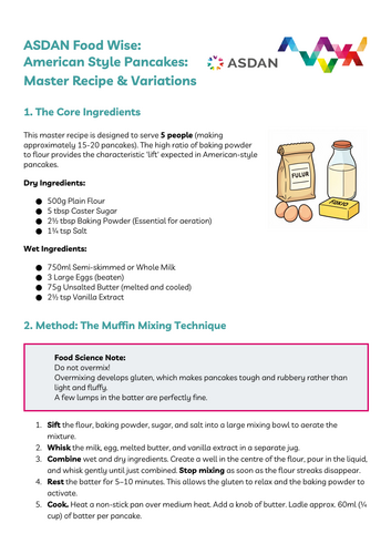 ASDAN Food Wise - American Style Pancake Recipe
