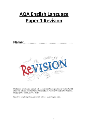 AQA English Language Paper 1 Revision Booklet