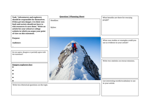 AQA English Language Paper 2 Question 5 - Planning Sheet