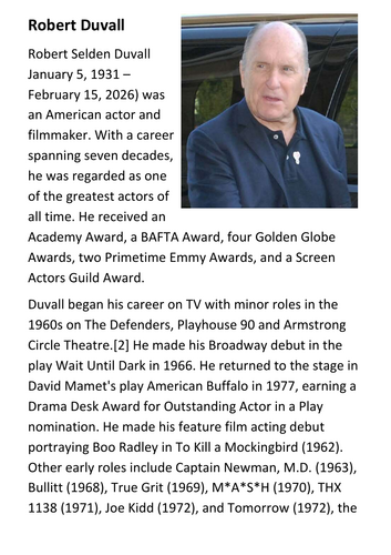 Robert Duvall Handout