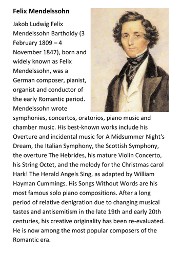 Felix Mendelssohn Handout