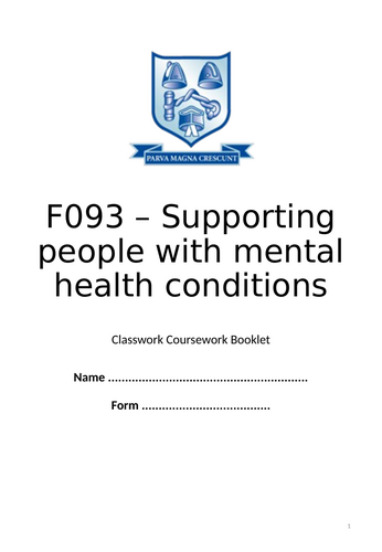 AAQ Health and Social Care F093 Mental Health Coursework Task 2