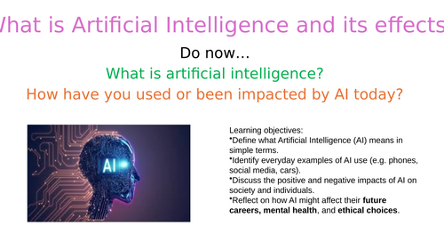 PSHE lesson - What is artificial intelligence and its impact?