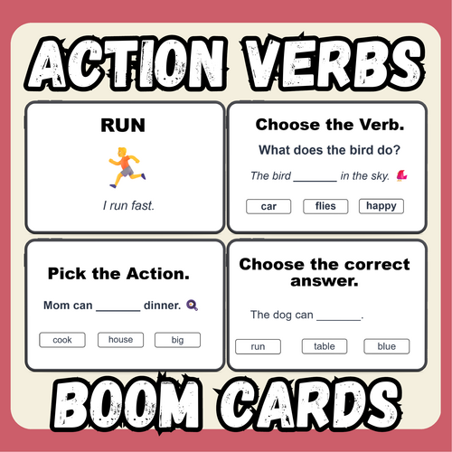 Action Verbs Boom Cards - Interactive Learning Deck