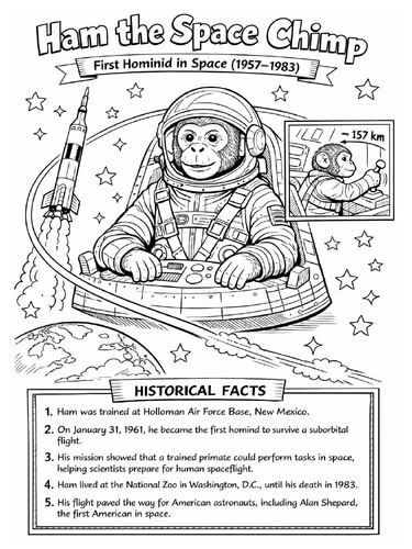 Ham the Space Chimp coloring picture