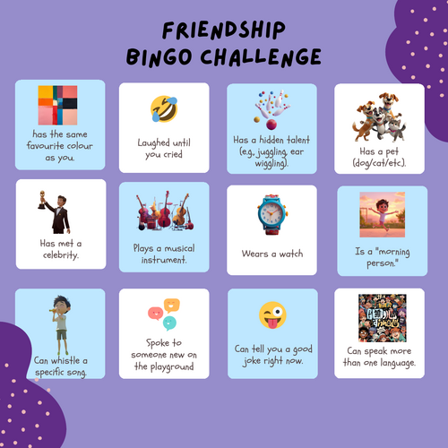 Friendship Bingo Card