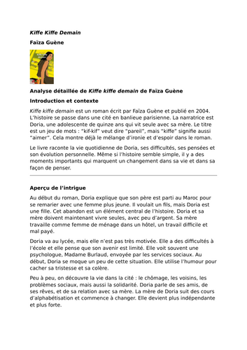 Kiffe kiffe demain – Faïza Guène - Key turning points