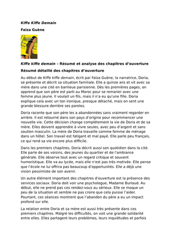 Kiffe kiffe demain – Faïza Guène – Summary and Analysis of the Opening Chapters