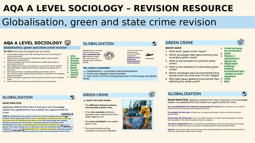 AQA A‑LEVEL SOCIOLOGY: Globalisation, Green Crime & State Crime – COMPLETE Revision Resource