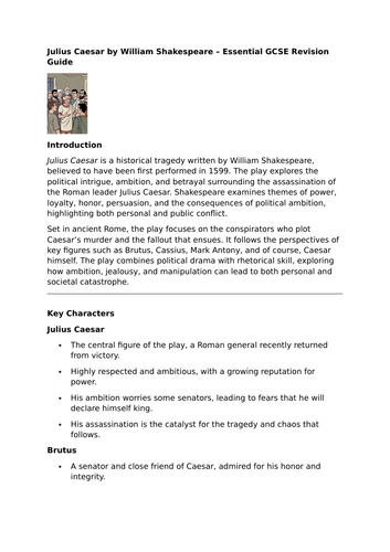 Julius Caesar by William Shakespeare – Essential GCSE Revision Guide