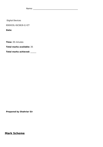 Edexcel(9-1) ICT Chapter 1:Digital Devices