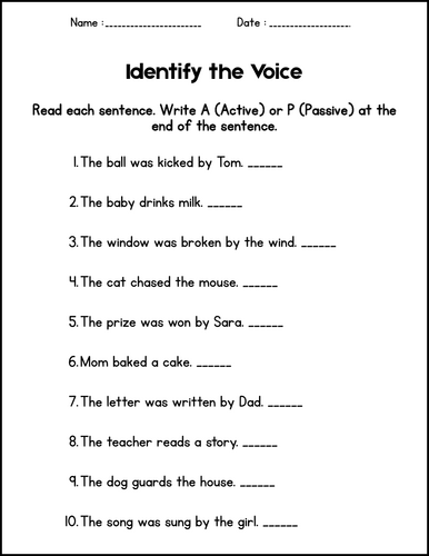 Active and Passive Voice Grammar Worksheets