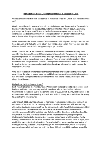 Creative Writing Example 2 - Creating Christmas Ads