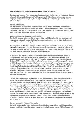 A Star - Creative Writing Piece on World Englishes and Language Power