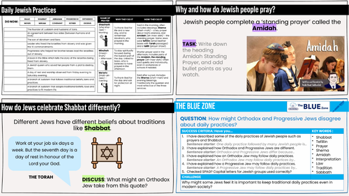 ETHICS Judaism Prayer and Shabbat KS3 Religious Education / RS / RE