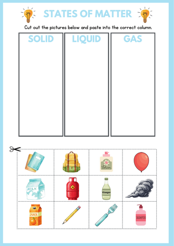 Sorting States of Matter Worksheet