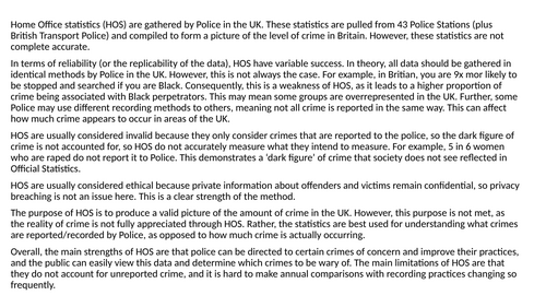 CRIMINOLOGY Unit 1, 1.6 Official Statistics WJEC