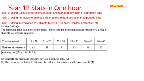 Year 12 Edexcel Stats in 1 hour 15 minutes