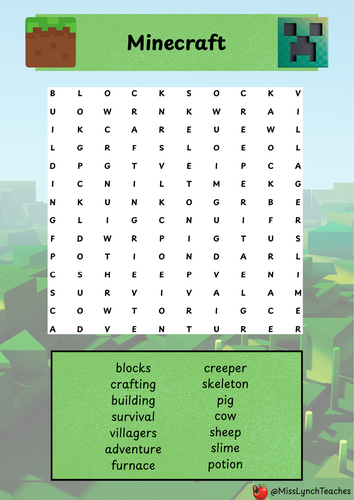 Minecraft Themed Worsearch
