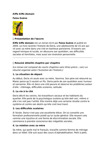 Kiffe kiffe demain – Faïza Guène - Development