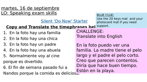 Speaking Revision lessons AQA Spanish GCSE 2026