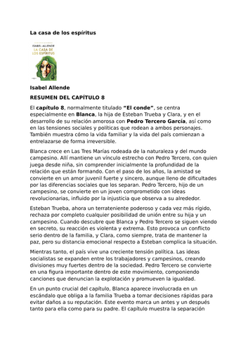 La casa de los espíritus – Isabel Allende - Chapter 8