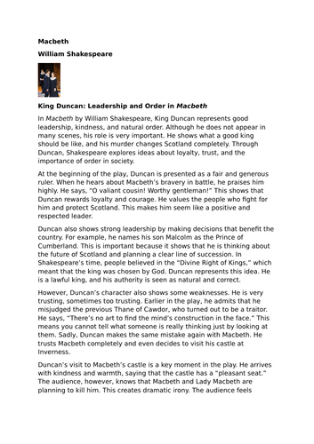 Macbeth – William Shakespeare – King Duncan