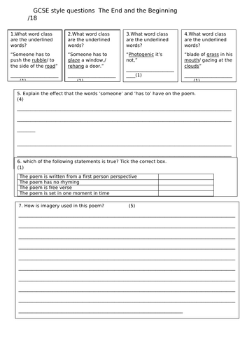 The end and the beginning poem with notes