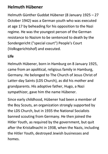 Helmuth Hübener Handout