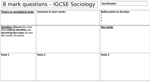 Exam question grid for EAL or low ability pupils (6 and 8 marks) Cambridge Board