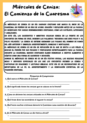 Miércoles de Ceniza – Comprensión Lectora - Pasaje de Lectura