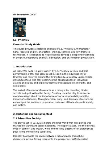 An Inspector Calls by J.B. Priestley – Essential GCSE Revision Guide
