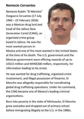 Nemesio Oseguera Cervantes - "El Mencho" Handout