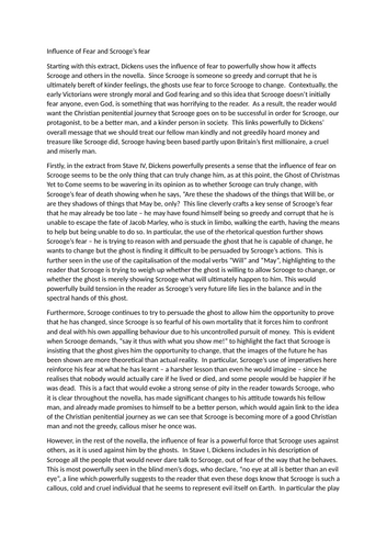 Grade 9 Teacher Response A Christmas Carol Question on Fear