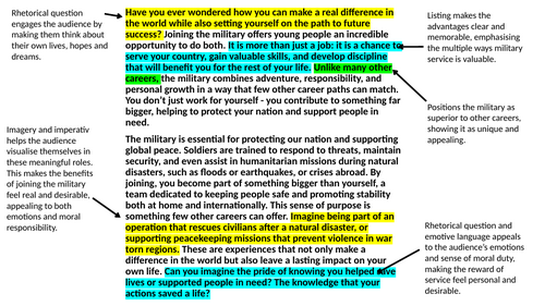 Joining The Military Annotated Model